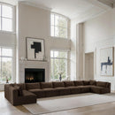 Meridian Shaggy Brown Corduroy Performance Fabric Modular Sectional IMAGE 2