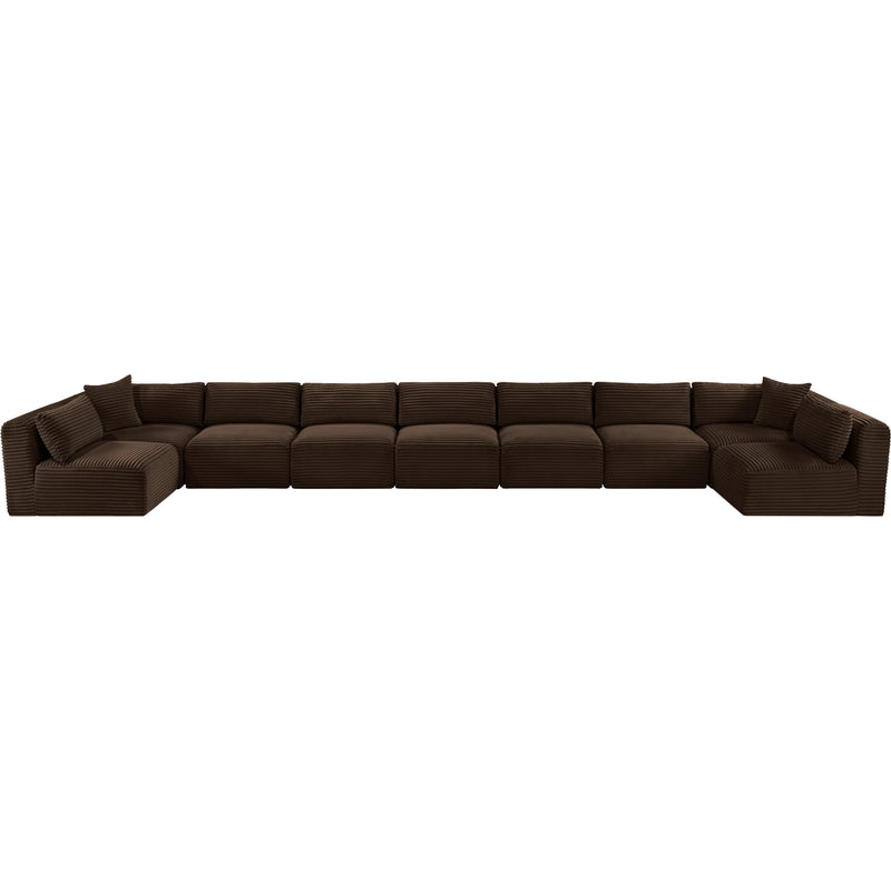 Meridian Shaggy Brown Corduroy Performance Fabric Modular Sectional IMAGE 6