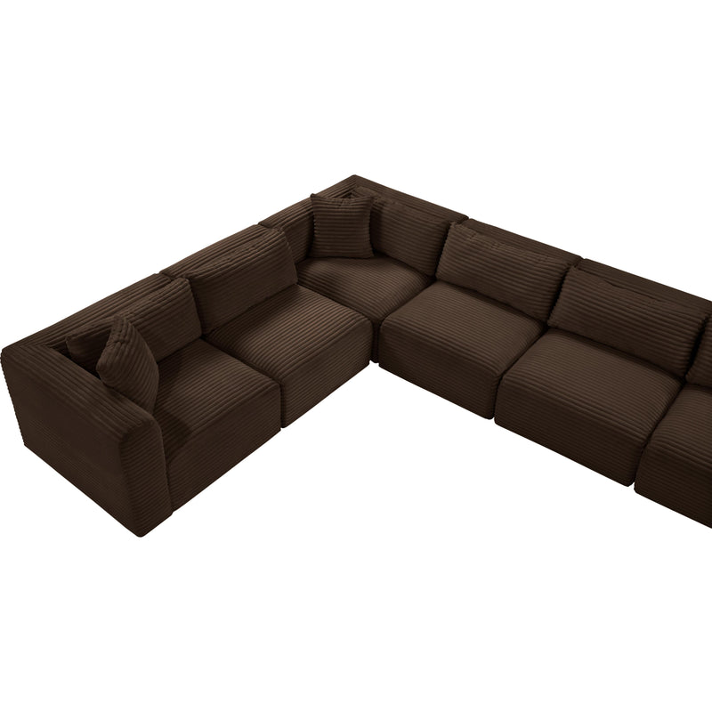 Meridian Shaggy Brown Corduroy Performance Fabric Modular Sectional IMAGE 10