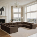 Meridian Shaggy Brown Corduroy Performance Fabric Modular Sectional IMAGE 2