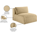Meridian Shaggy Camel Corduroy Performance Fabric Armless Chair IMAGE 10