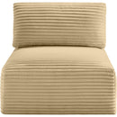 Meridian Shaggy Camel Corduroy Performance Fabric Armless Chair IMAGE 3