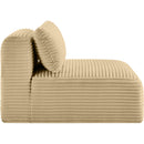 Meridian Shaggy Camel Corduroy Performance Fabric Armless Chair IMAGE 4