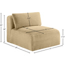 Meridian Shaggy Camel Corduroy Performance Fabric Armless Chair IMAGE 9