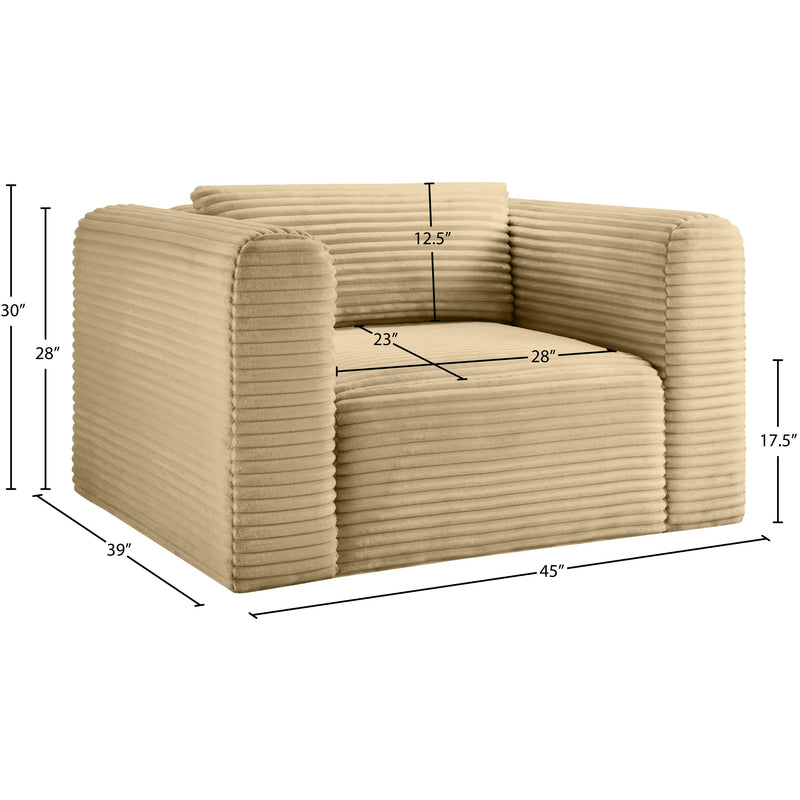 Meridian Shaggy Camel Corduroy Performance Fabric Arm Chair IMAGE 9