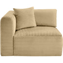 Meridian Shaggy Camel Corduroy Performance Fabric Corner Chair IMAGE 4