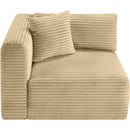 Meridian Shaggy Camel Corduroy Performance Fabric Corner Chair IMAGE 6