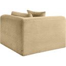 Meridian Shaggy Camel Corduroy Performance Fabric Corner Chair IMAGE 7