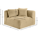 Meridian Shaggy Camel Corduroy Performance Fabric Corner Chair IMAGE 9