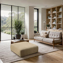 Meridian Shaggy Camel Corduroy Performance Fabric Ottoman IMAGE 2