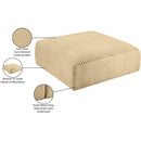 Meridian Shaggy Camel Corduroy Performance Fabric Ottoman IMAGE 8