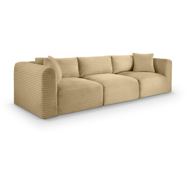 Meridian Shaggy Camel Corduroy Performance Fabric Modular Sofa IMAGE 1