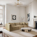 Meridian Shaggy Camel Corduroy Performance Fabric Modular Sofa IMAGE 2