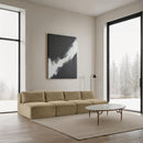 Meridian Shaggy Camel Corduroy Performance Fabric Modular Sofa IMAGE 2