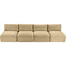 Meridian Shaggy Camel Corduroy Performance Fabric Modular Sofa IMAGE 6