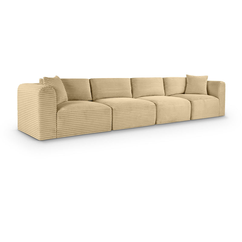 Meridian Shaggy Camel Corduroy Performance Fabric Modular Sofa IMAGE 1