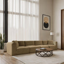 Meridian Shaggy Camel Corduroy Performance Fabric Modular Sofa IMAGE 2