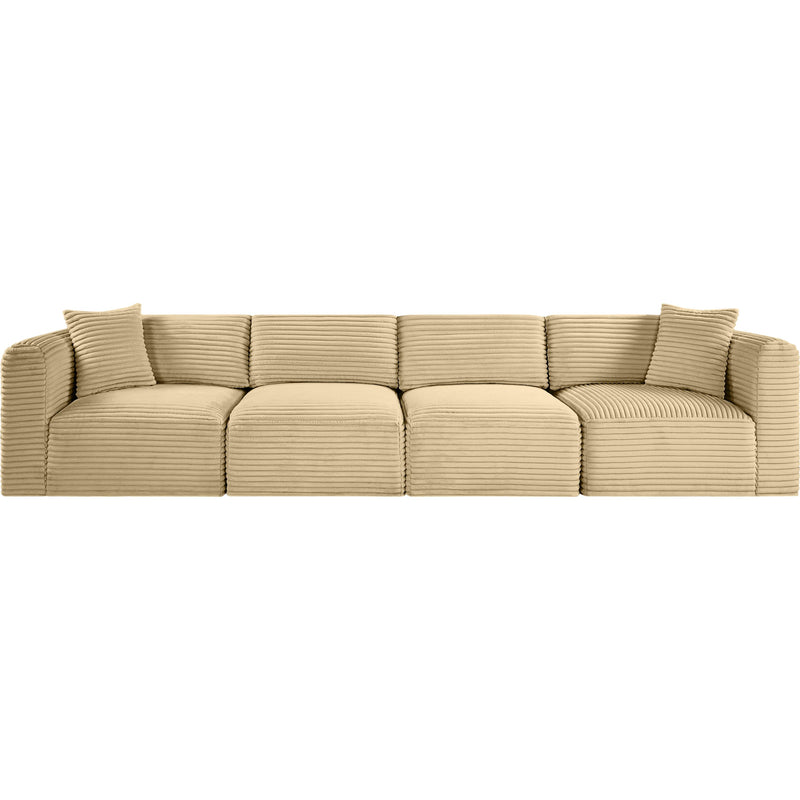 Meridian Shaggy Camel Corduroy Performance Fabric Modular Sofa IMAGE 3