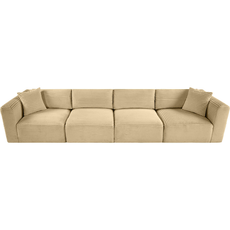 Meridian Shaggy Camel Corduroy Performance Fabric Modular Sofa IMAGE 6