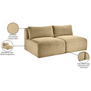 Meridian Shaggy Camel Corduroy Performance Fabric Modular Sofa IMAGE 10