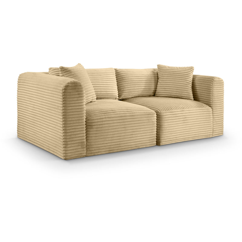 Meridian Shaggy Camel Corduroy Performance Fabric Modular Sofa IMAGE 1