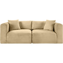 Meridian Shaggy Camel Corduroy Performance Fabric Modular Sofa IMAGE 3