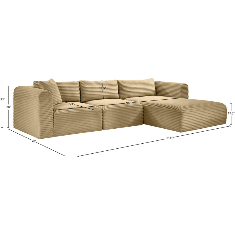 Meridian Shaggy Camel Corduroy Performance Fabric Modular Sectional IMAGE 12