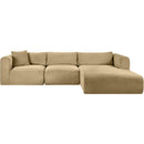 Meridian Shaggy Camel Corduroy Performance Fabric Modular Sectional IMAGE 3