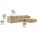 Meridian Shaggy Camel Corduroy Performance Fabric Modular Sectional IMAGE 13