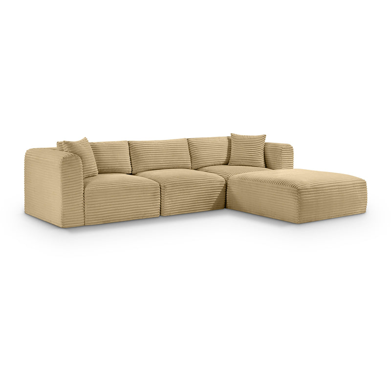 Meridian Shaggy Camel Corduroy Performance Fabric Modular Sectional IMAGE 1