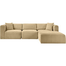 Meridian Shaggy Camel Corduroy Performance Fabric Modular Sectional IMAGE 3
