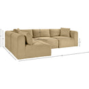 Meridian Shaggy Camel Corduroy Performance Fabric Modular Sectional IMAGE 12