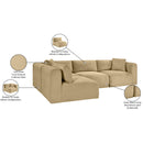 Meridian Shaggy Camel Corduroy Performance Fabric Modular Sectional IMAGE 13