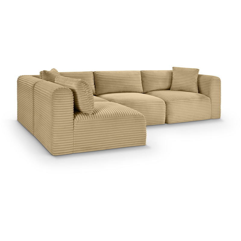 Meridian Shaggy Camel Corduroy Performance Fabric Modular Sectional IMAGE 1