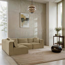 Meridian Shaggy Camel Corduroy Performance Fabric Modular Sectional IMAGE 2