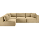 Meridian Shaggy Camel Corduroy Performance Fabric Modular Sectional IMAGE 3