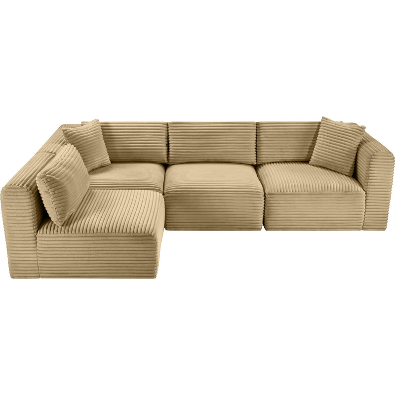 Meridian Shaggy Camel Corduroy Performance Fabric Modular Sectional IMAGE 6