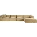Meridian Shaggy Camel Corduroy Performance Fabric Modular Sectional IMAGE 3