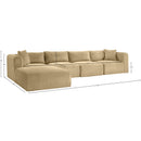 Meridian Shaggy Camel Corduroy Performance Fabric Modular Sectional IMAGE 12
