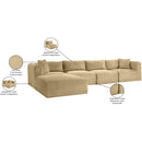 Meridian Shaggy Camel Corduroy Performance Fabric Modular Sectional IMAGE 13