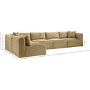Meridian Shaggy Camel Corduroy Performance Fabric Modular Sectional IMAGE 12