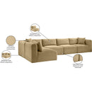 Meridian Shaggy Camel Corduroy Performance Fabric Modular Sectional IMAGE 13