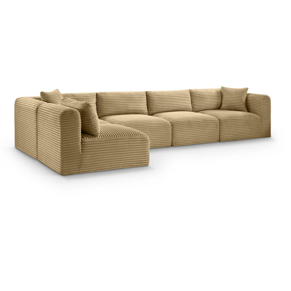 Meridian Shaggy Camel Corduroy Performance Fabric Modular Sectional IMAGE 1