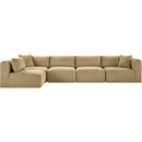 Meridian Shaggy Camel Corduroy Performance Fabric Modular Sectional IMAGE 3