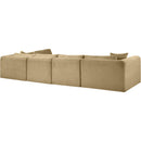 Meridian Shaggy Camel Corduroy Performance Fabric Modular Sectional IMAGE 7