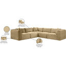 Meridian Shaggy Camel Corduroy Performance Fabric Modular Sectional IMAGE 12