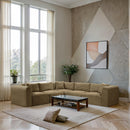 Meridian Shaggy Camel Corduroy Performance Fabric Modular Sectional IMAGE 2