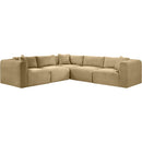 Meridian Shaggy Camel Corduroy Performance Fabric Modular Sectional IMAGE 3