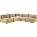 Meridian Shaggy Camel Corduroy Performance Fabric Modular Sectional IMAGE 3