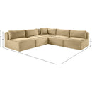Meridian Shaggy Camel Corduroy Performance Fabric Modular Sectional IMAGE 9